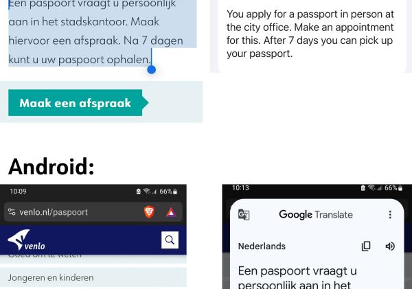 Example how to translate text with your own mobile operating system